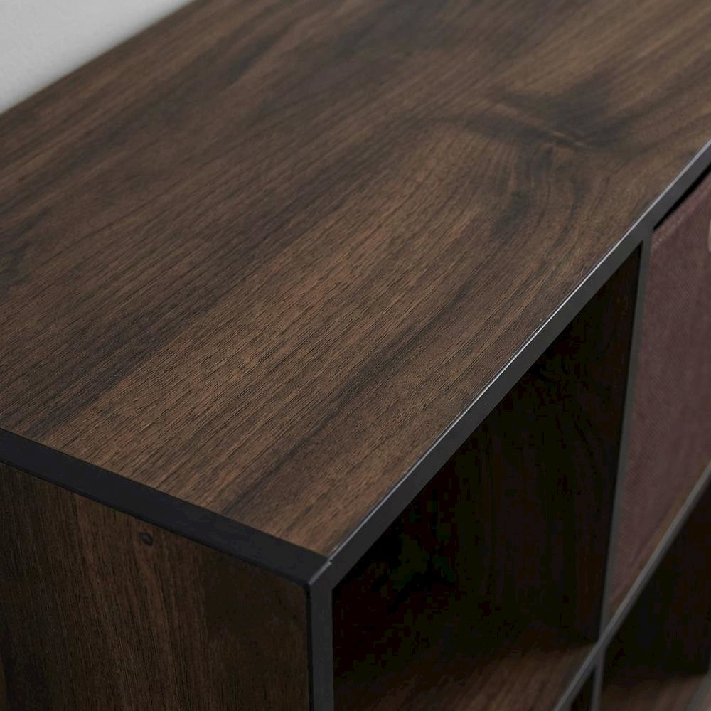 Wooden 3x2 Bookcase with Storage Bins in Walnut Finish for Organized Living