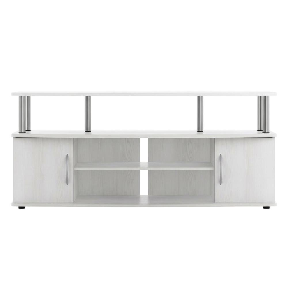 Stylish White Oak Entertainment Center for TVs Up to 55-In, Steel Tubes