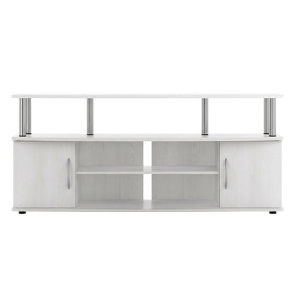 Stylish White Oak Entertainment Center for TVs Up to 55-In, Steel Tubes
