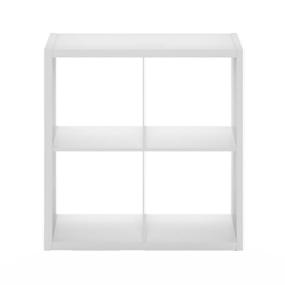 Furinno Cubicle Open Back Decorative Cube Storage Organizer, 4-Cube, White