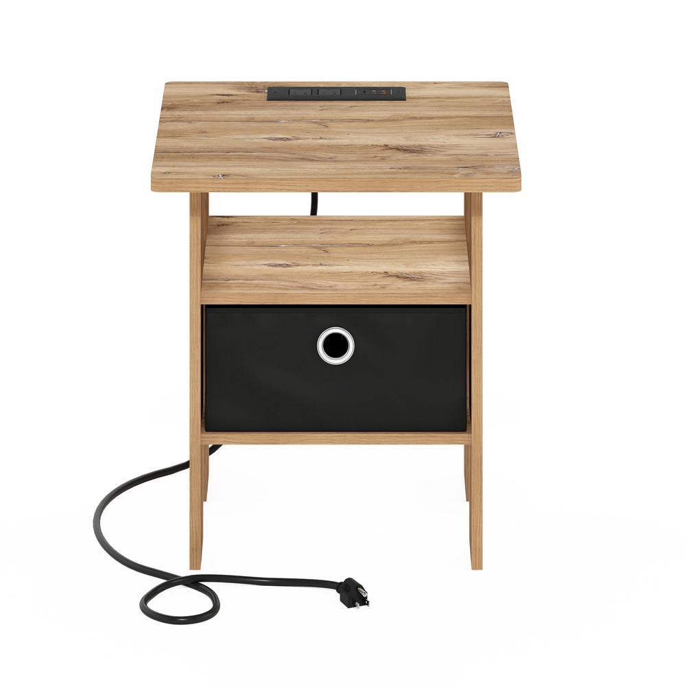Andrey USB and Type-C Port Charging Station End Table, Flagstaff Oak/Black