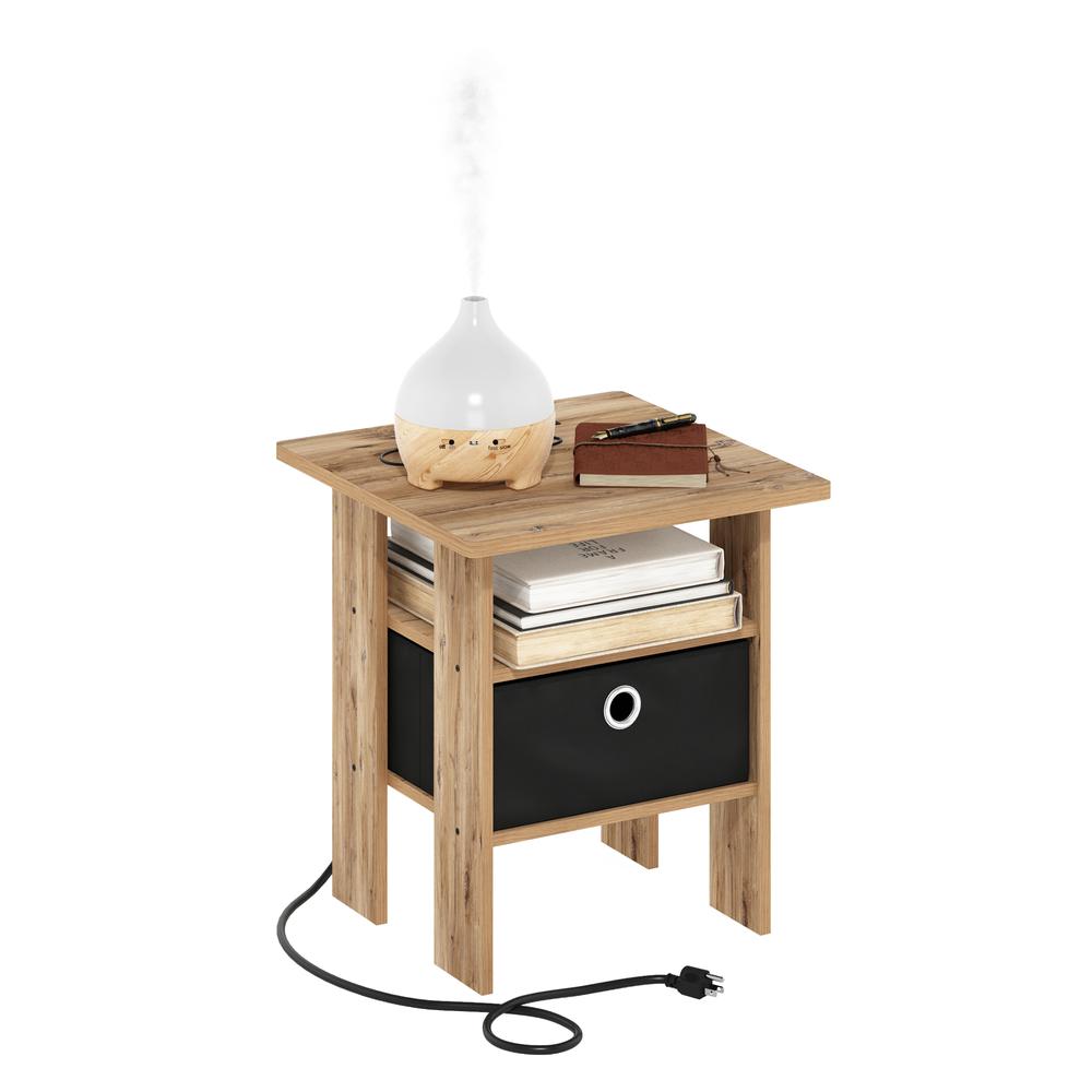 Andrey USB and Type-C Port Charging Station End Table, Flagstaff Oak/Black