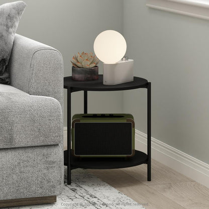 Besi 2-Tier Modern Round Side End Table with Sturdy Metal Legs, Americano