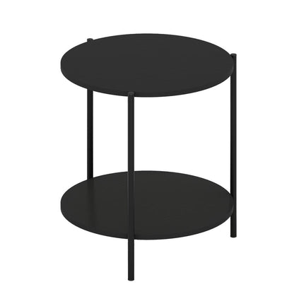Besi 2-Tier Modern Round Side End Table with Sturdy Metal Legs, Americano