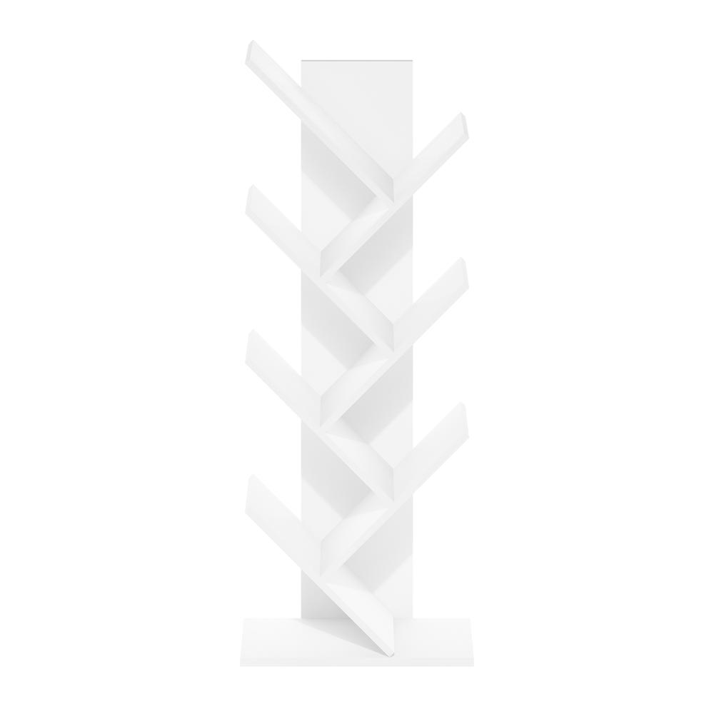 Tree Bookshelf 7-Tier Floor Standing Tree Bookcase, White