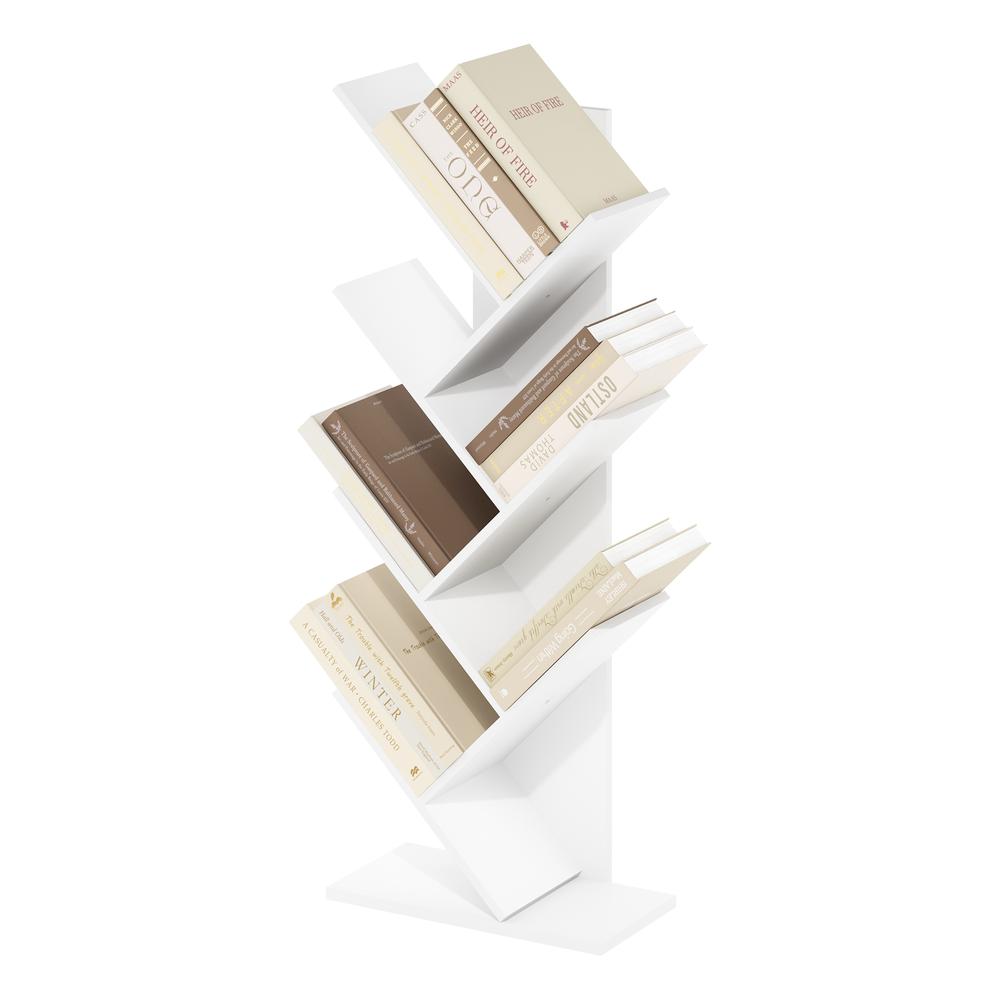 Tree Bookshelf 7-Tier Floor Standing Tree Bookcase, White