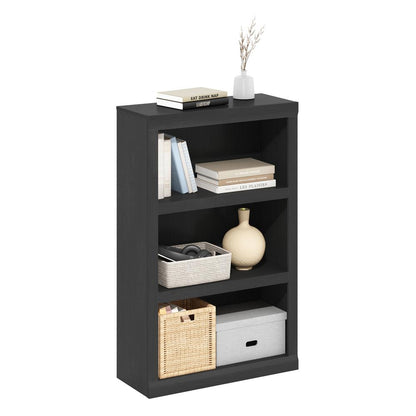 Rail 3-Tier Open Shelf Bookcase, Blackwood