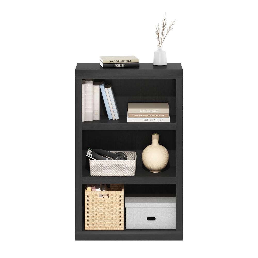 Rail 3-Tier Open Shelf Bookcase, Blackwood