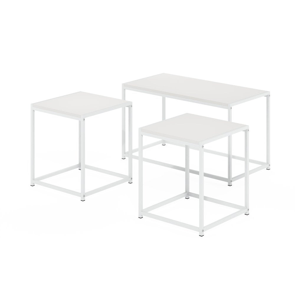 Living Room Tables Set of 3, Coffee Table with 2 End Tables, Side Tables,White