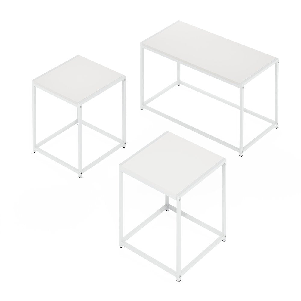Living Room Tables Set of 3, Coffee Table with 2 End Tables, Side Tables,White