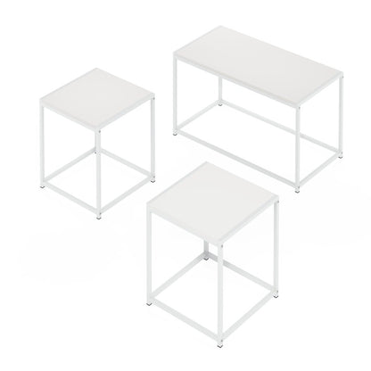 Living Room Tables Set of 3, Coffee Table with 2 End Tables, Side Tables,White