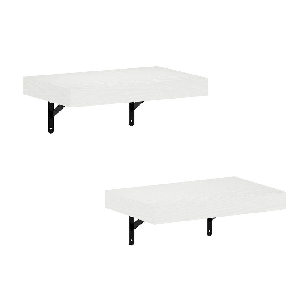 Tanna 15-Inch Wall Mounted Floating Display Shelves, White Texture, Set of 2