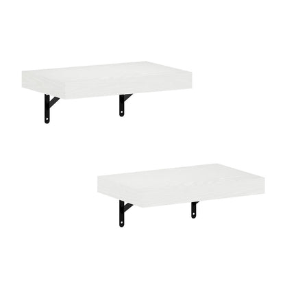 Tanna 15-Inch Wall Mounted Floating Display Shelves, White Texture, Set of 2