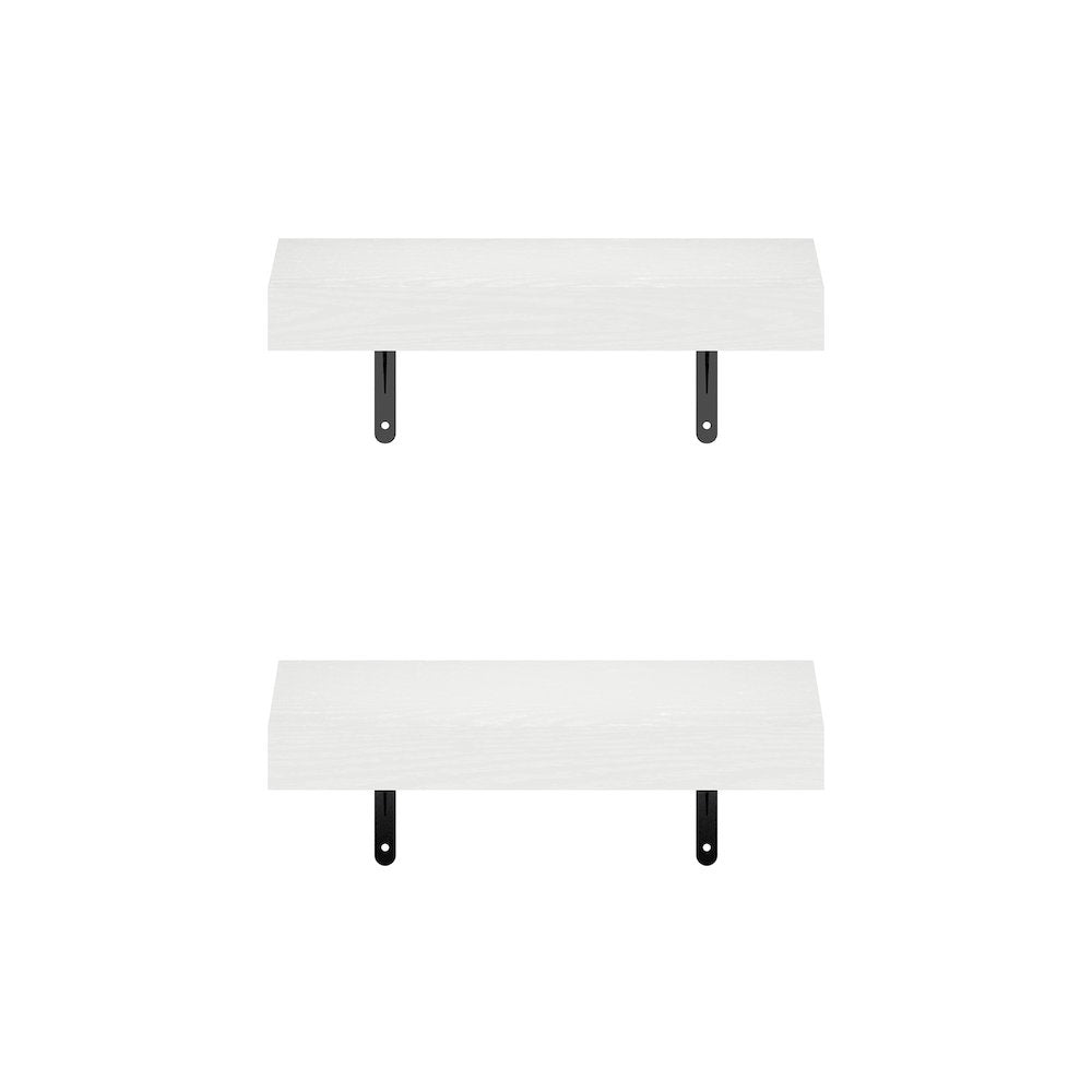 Tanna 15-Inch Wall Mounted Floating Display Shelves, White Texture, Set of 2