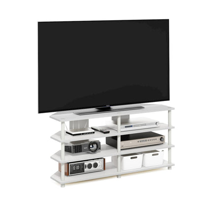 Econ Easy Assembly 4-Tier Corner TV Stand for TV up to 55-Inch, White/White