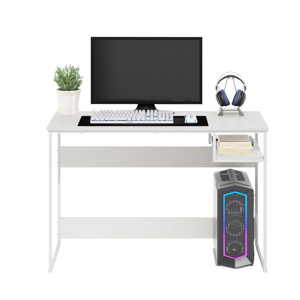 Moretti Modern Lifestyle Study Desk, 45, Solid White/White