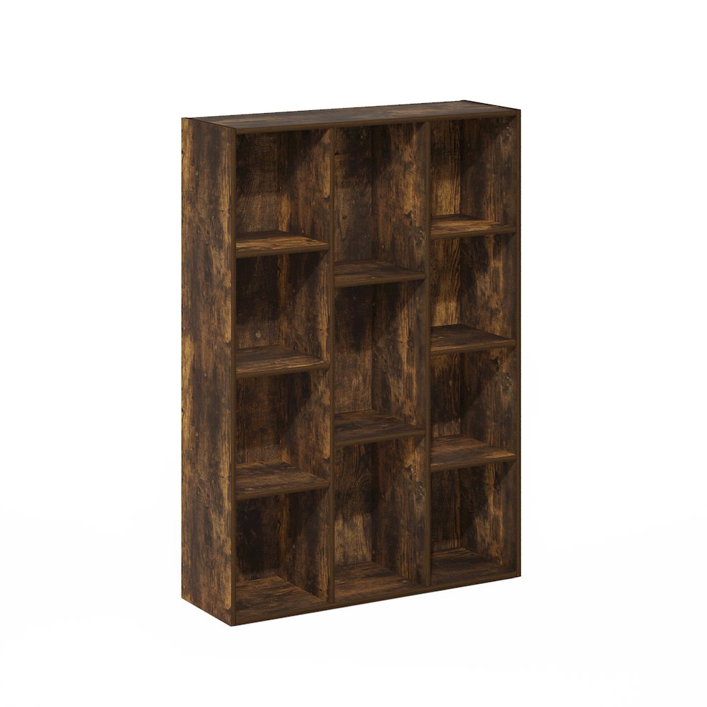 Luder 11-Cube Reversible Open Shelf Bookcase, Amber Pine