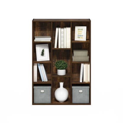 Luder 11-Cube Reversible Open Shelf Bookcase, Amber Pine
