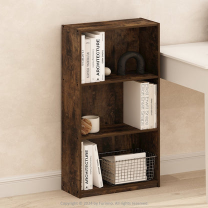 Basic 3-Tier Bookcase Storage Shelves, Amber Pine