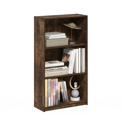 Basic 3-Tier Bookcase Storage Shelves, Amber Pine