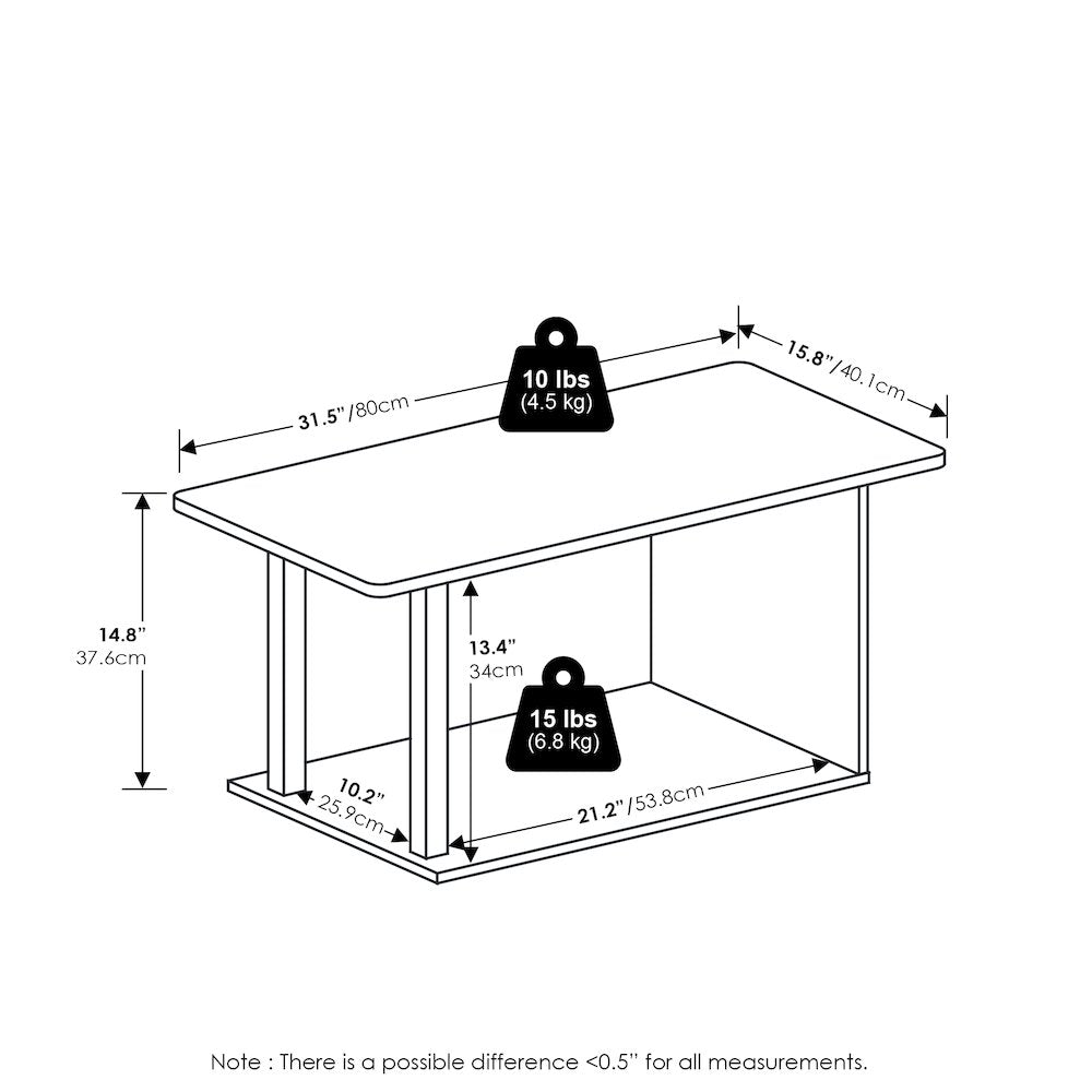 Basic Home Living Coffee Table, White/White