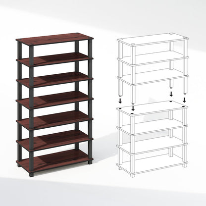 Turn-S-Tube 4-Tier Multipurpose Standing Shelves, Dark Cherry/Black, Set of 2