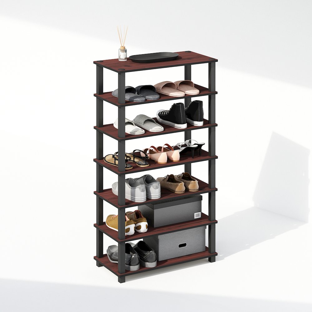 Turn-S-Tube 4-Tier Multipurpose Standing Shelves, Dark Cherry/Black, Set of 2