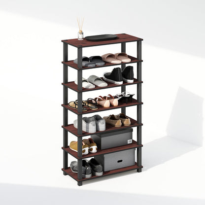 Turn-S-Tube 4-Tier Multipurpose Standing Shelves, Dark Cherry/Black, Set of 2