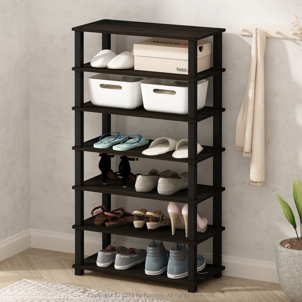 Turn-S-Tube 4-Tier Multipurpose Standing Shelves, Espresso/Black, Set of 2
