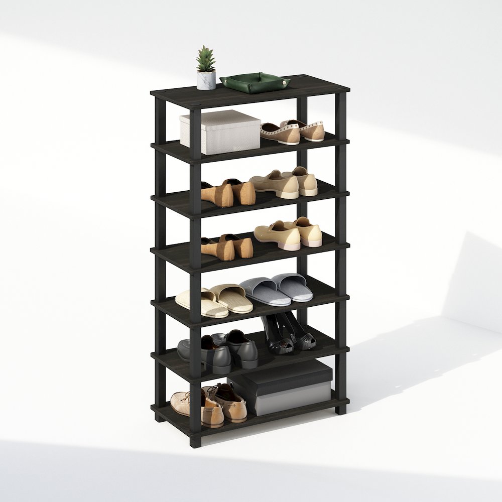Turn-S-Tube 4-Tier Multipurpose Standing Shelves, Espresso/Black, Set of 2