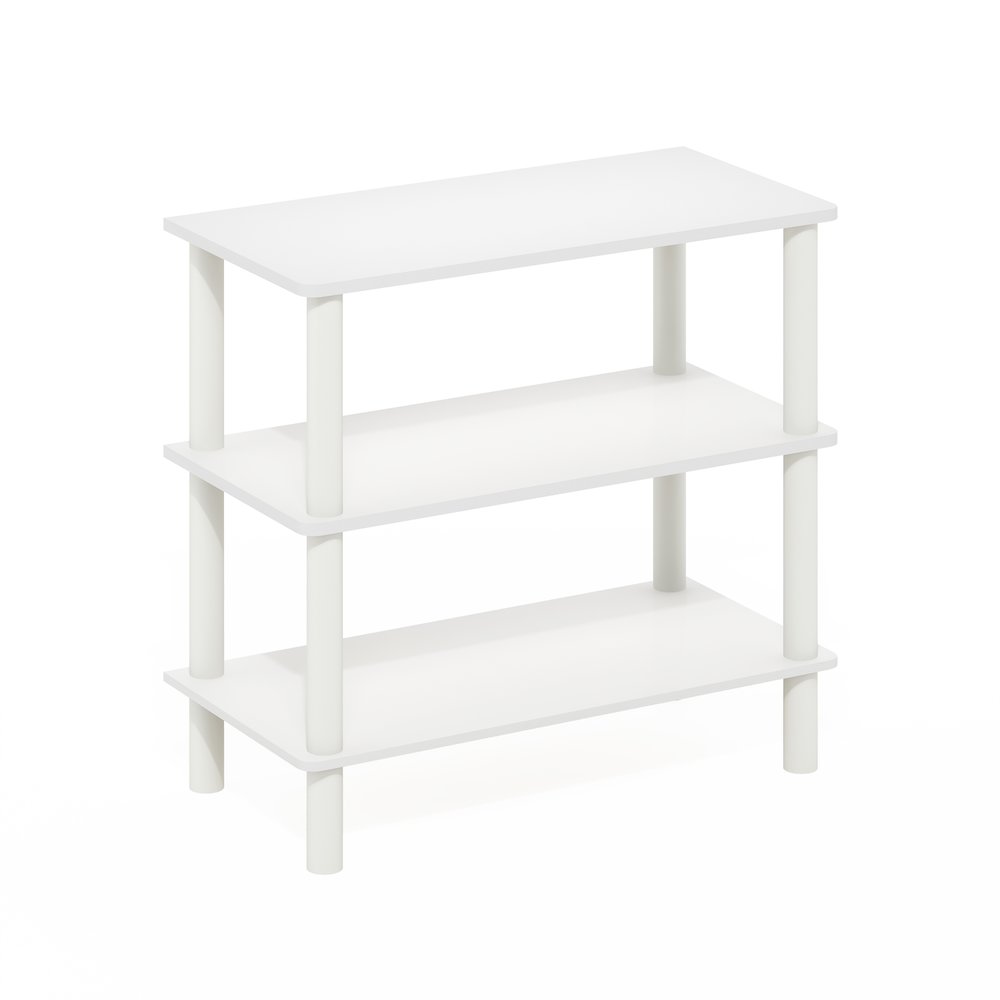 Turn-N-Tube 23-Inch 3-Tier Freestanding Shoe Rack Storage Organizer, White/White