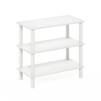 Turn-N-Tube 23-Inch 3-Tier Freestanding Shoe Rack Storage Organizer, White/White