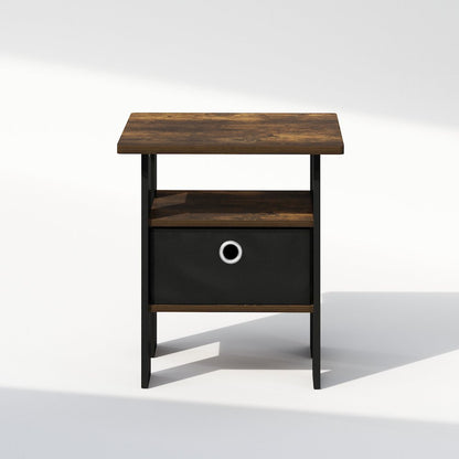 Tidur Bedside Table Nightstand with Bin Drawer, Amber Pine/Black