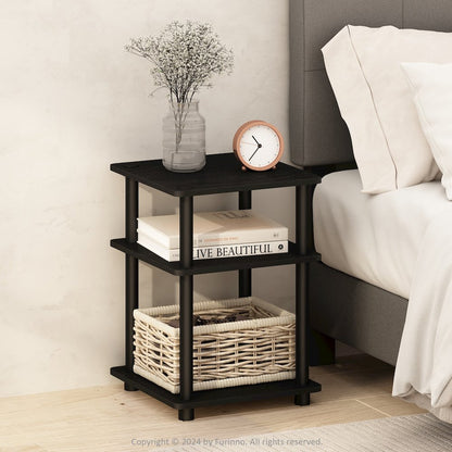 Turn-N-Tube Easy Assembly Nightstand, Bedside Table with Open Shleves, Blackwood