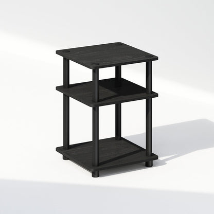 Turn-N-Tube Easy Assembly Nightstand, Bedside Table with Open Shleves, Blackwood