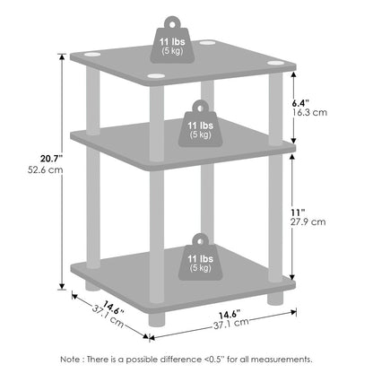 Turn-N-Tube Easy Assembly Nightstand, Bedside Table with Open Shleves, Blackwood
