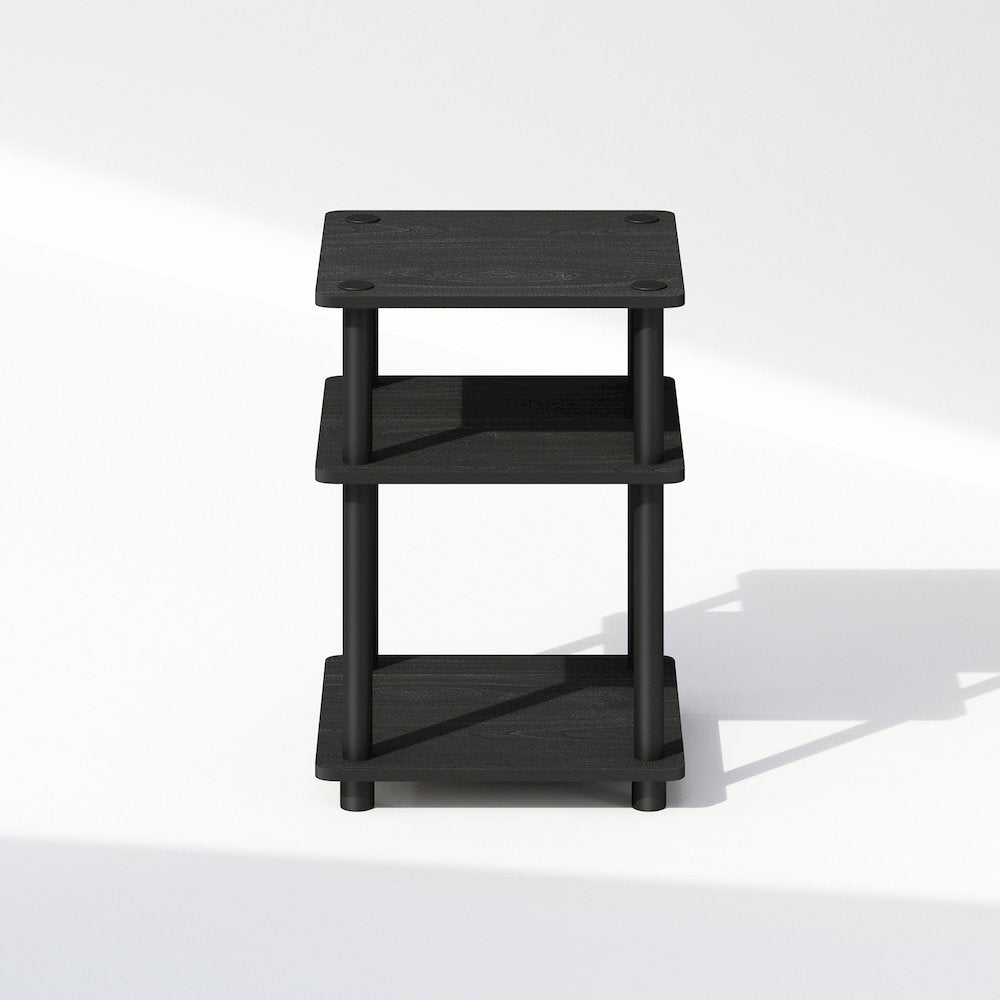 Turn-N-Tube Easy Assembly Nightstand, Bedside Table with Open Shleves, Blackwood