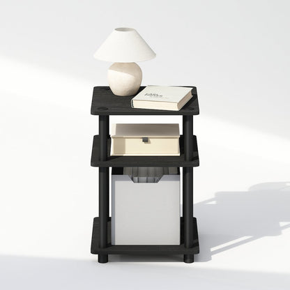 Turn-N-Tube Easy Assembly Nightstand, Bedside Table with Open Shleves, Blackwood