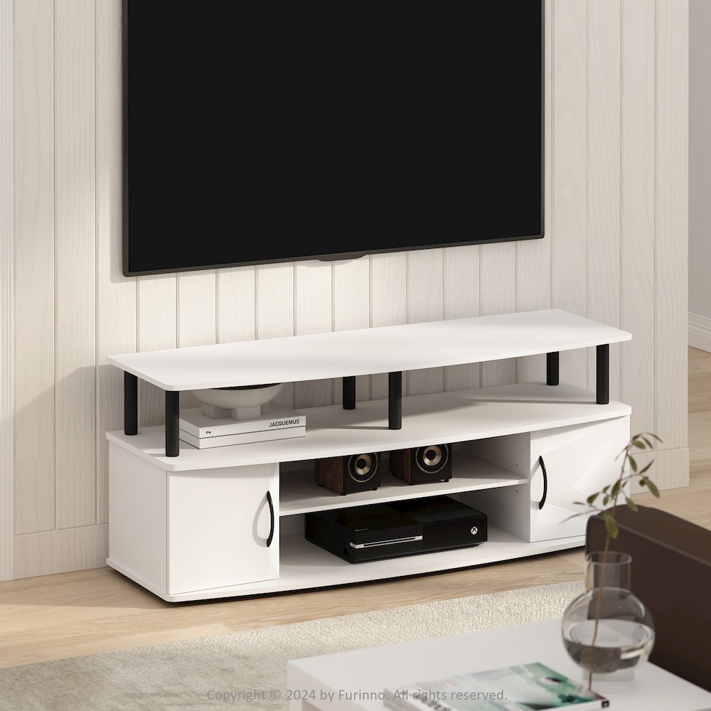JAYA Large Entertainment Center Hold up to 55-IN TV, Plain White/Black