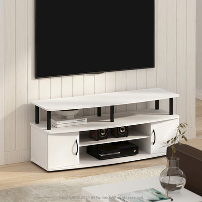JAYA Large Entertainment Center Hold up to 55-IN TV, Plain White/Black
