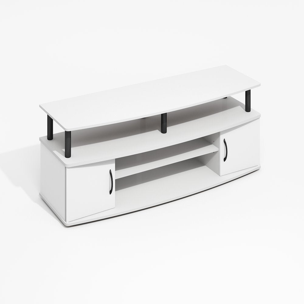 JAYA Large Entertainment Center Hold up to 55-IN TV, Plain White/Black