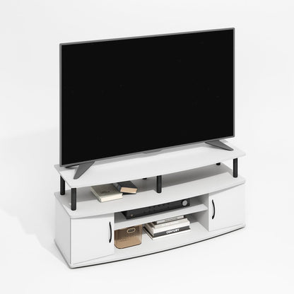 JAYA Large Entertainment Center Hold up to 55-IN TV, Plain White/Black