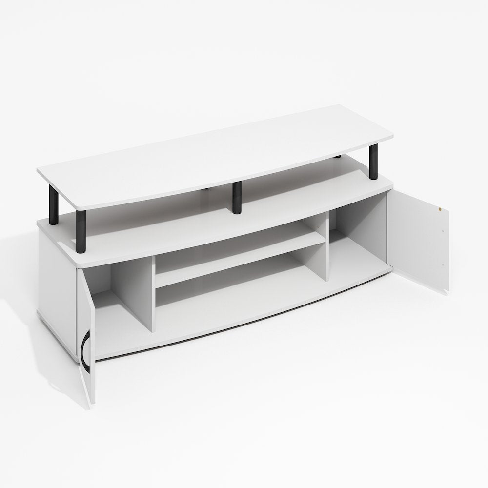 JAYA Large Entertainment Center Hold up to 55-IN TV, Plain White/Black