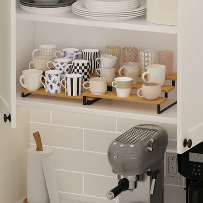 Nestable Kitchen Counter Spice Rack Organizer, Set of 2, Beech/Black