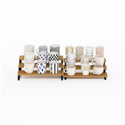 Nestable Kitchen Counter Spice Rack Organizer, Set of 2, Beech/Black
