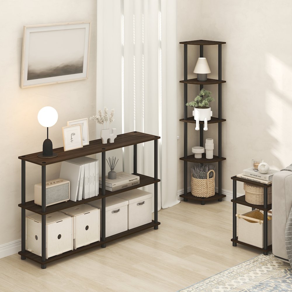 Side Table, 3-Tier End Table, Night Stand, Bedside Table, Brown Walnut