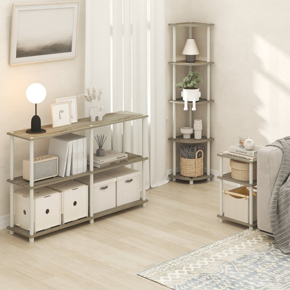 Side Table, 3-Tier End Table, Night Stand, Bedside Table, Light Oak