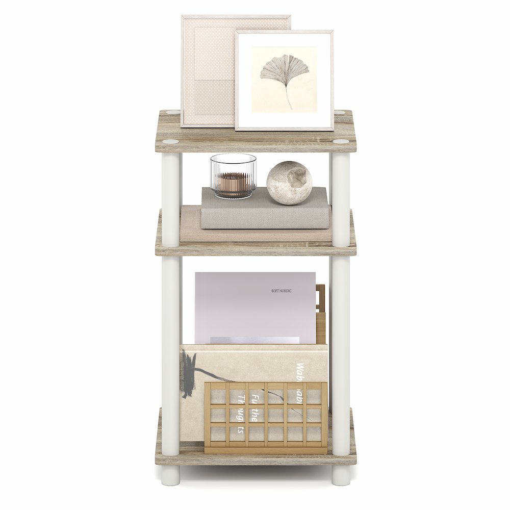 Side Table, 3-Tier End Table, Night Stand, Bedside Table, Light Oak