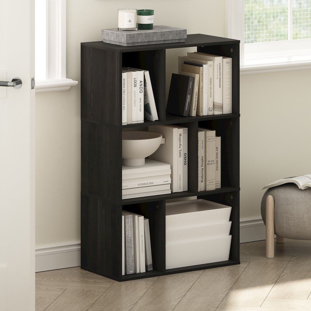 Daly 6-Cube Irregular Cubes Bookcase, Bookshelf, Storage Organizer, Espresso