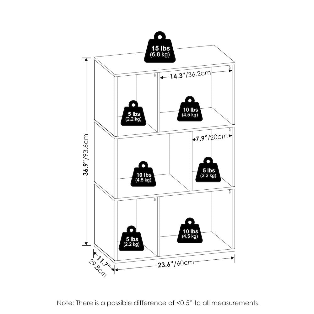 Daly 6-Cube Irregular Cubes Bookcase, Bookshelf, Storage Organizer, Espresso